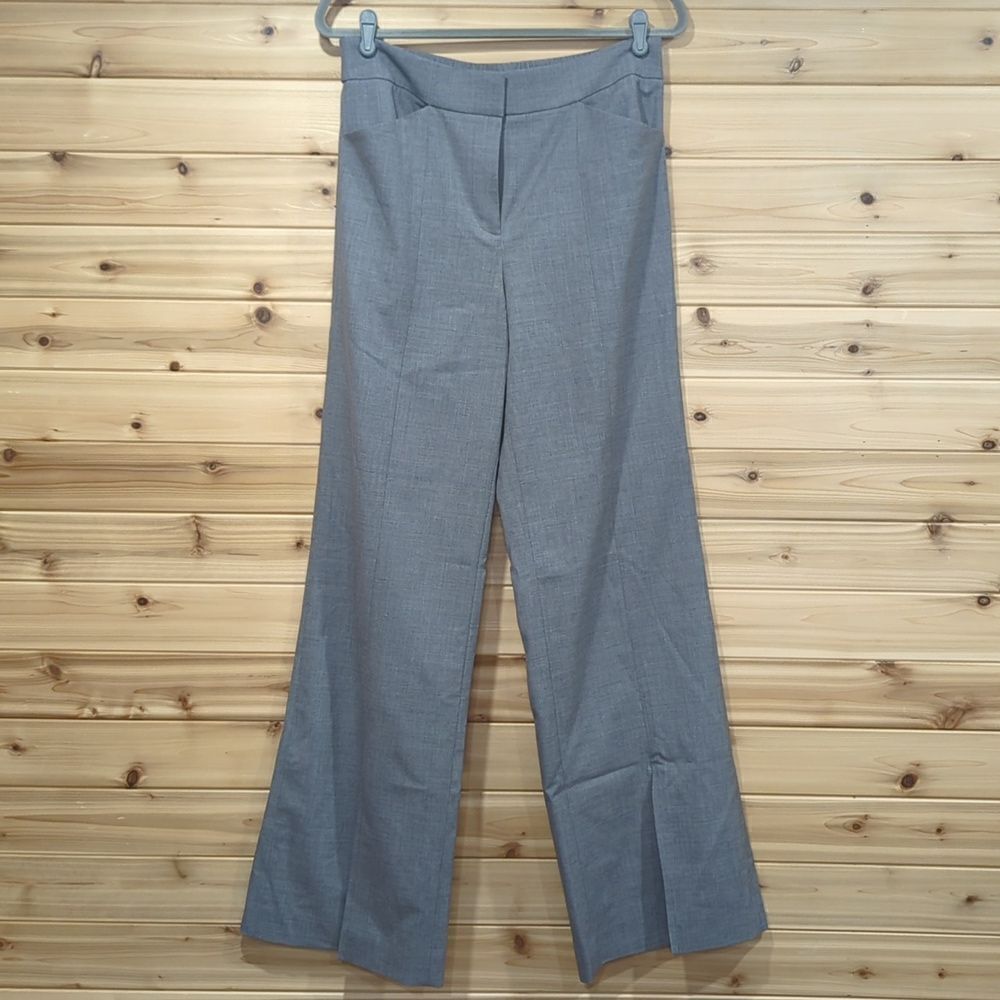 Halston Heritage Dress Pants Womens 8 Gray Wide Leg Split Leg Wool‎ Blend Pants